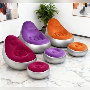 Inflatable lounge chair with footrest, 5 colors,Price each** Discounted shipping